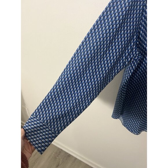 Con.struct Slim Fit Blue Geometric Print Button Up Shirt Size XL 4 Way Stretch - Picture 5 of 16